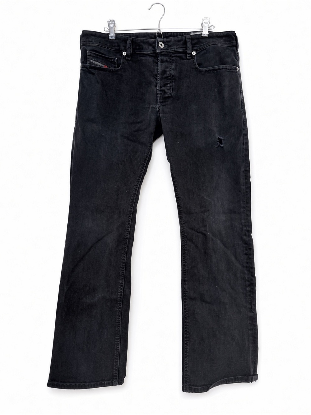 Diesel Zatiny Regular Bootcut Jeans Mens 33x30 Black Stretch Distressed